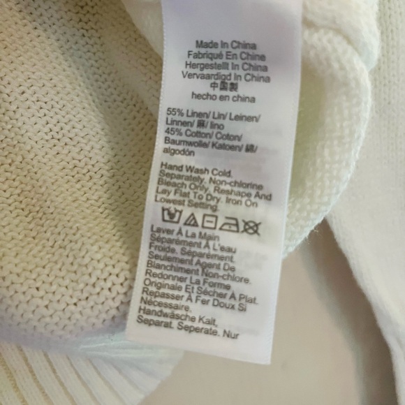 J. Crew Linen White Nautical Coastal Prep Nautical Martha’s Vineyard Sweater M - Picture 3 of 6